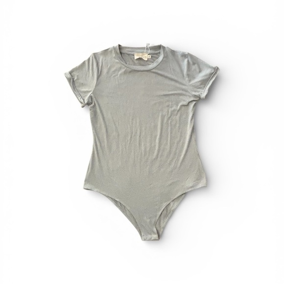 Tops - Gray Short Sleeve Bodysuit